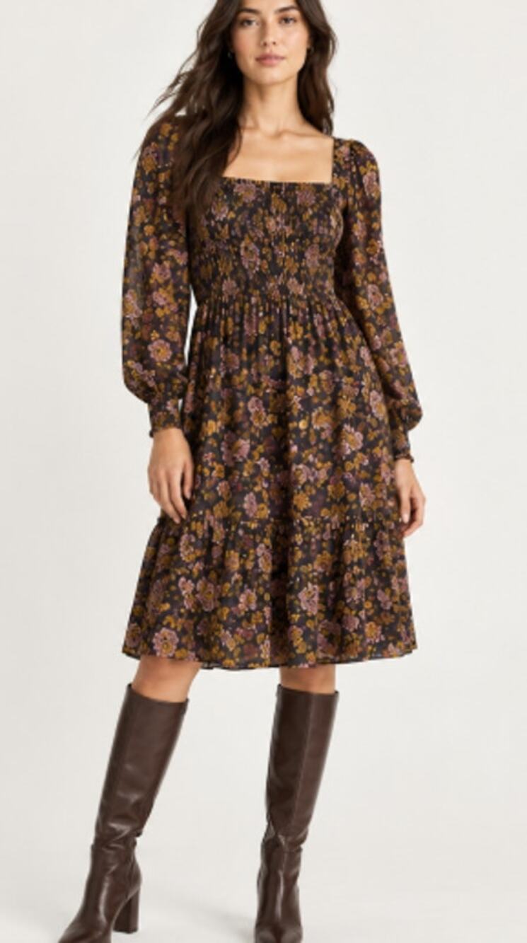 Wilfred Tempest Floral Smocked Mini Dress Size Medium